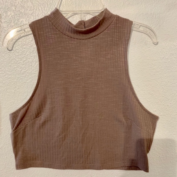 Lilac Mock Neck Crop Top - Picture 3 of 6